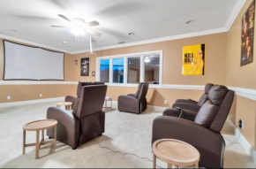 King bed, Home theater, pool table, game room, fireplace